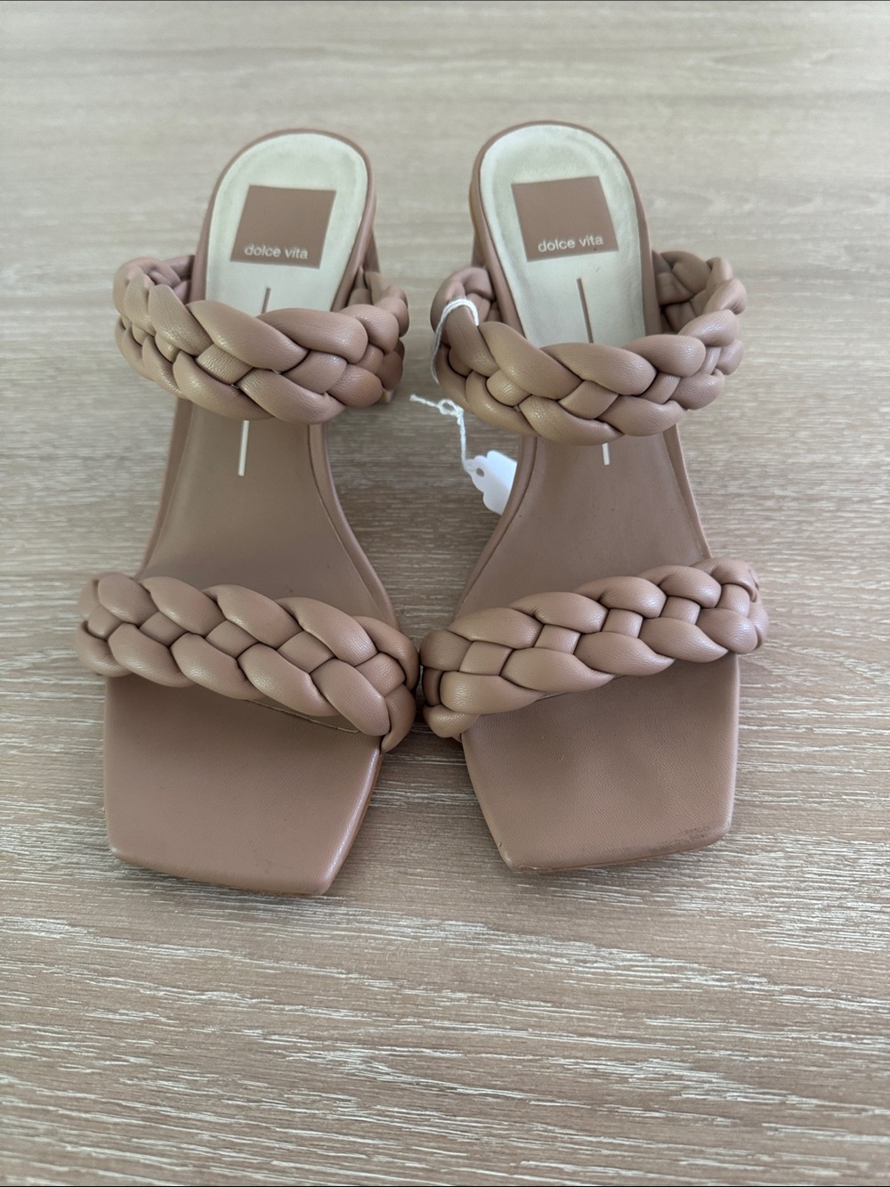 Dolce Vita Braided Double-Strap Slide Sandals in Taupe